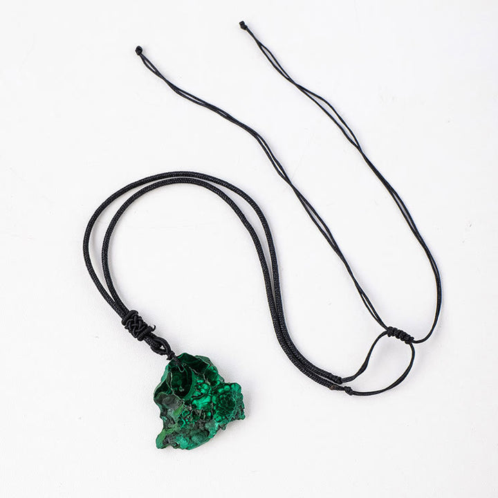 Collier pendentif en malachite naturelle irrégulière Olivenorma