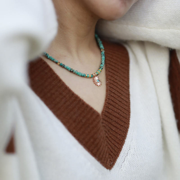 Collier pendentif en perles de turquoise empereur Olivenorma