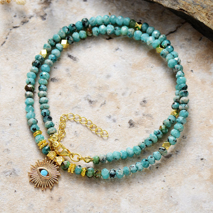 Collier pendentif en perles de turquoise empereur Olivenorma