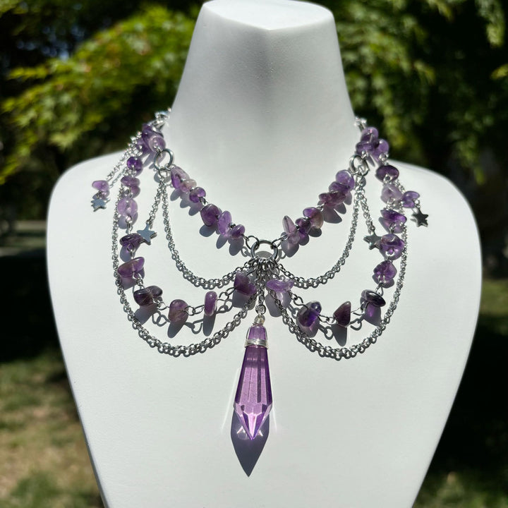 Collier ras du cou en pierre naturelle avec pendentif étoile Olivenorma