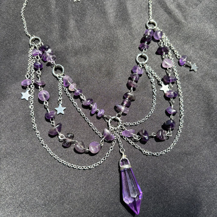 Collier ras du cou en pierre naturelle avec pendentif étoile Olivenorma