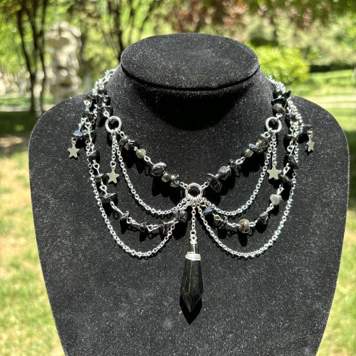 Collier ras du cou en pierre naturelle avec pendentif étoile Olivenorma