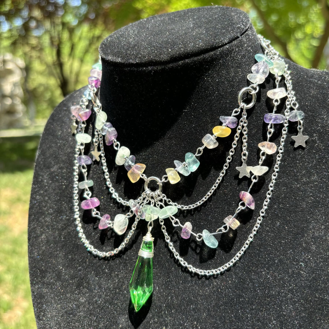 Collier ras du cou en pierre naturelle avec pendentif étoile Olivenorma