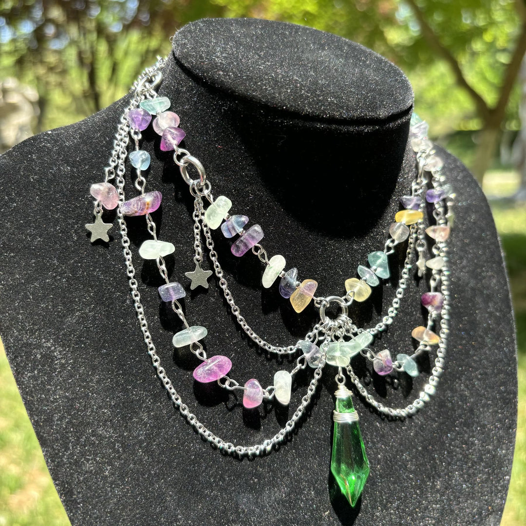 Collier ras du cou en pierre naturelle avec pendentif étoile Olivenorma