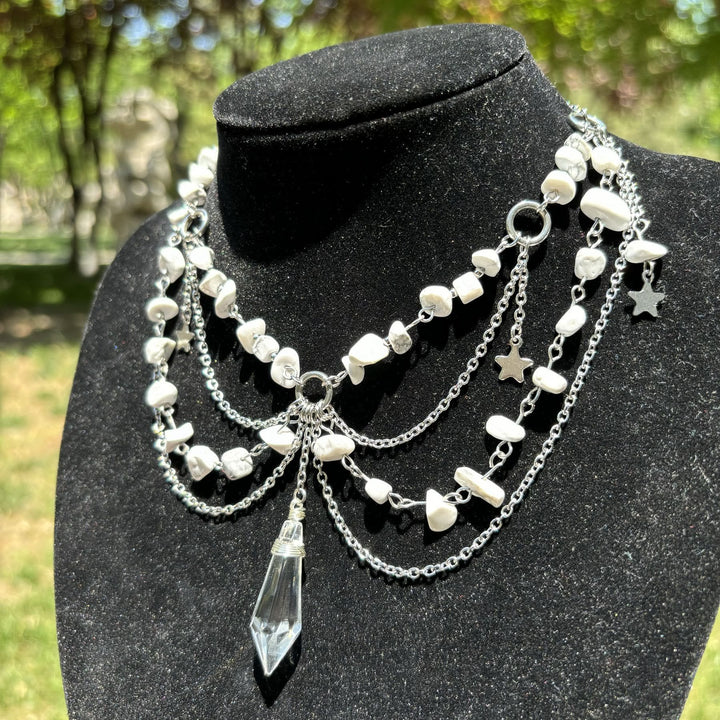 Collier ras du cou en pierre naturelle avec pendentif étoile Olivenorma