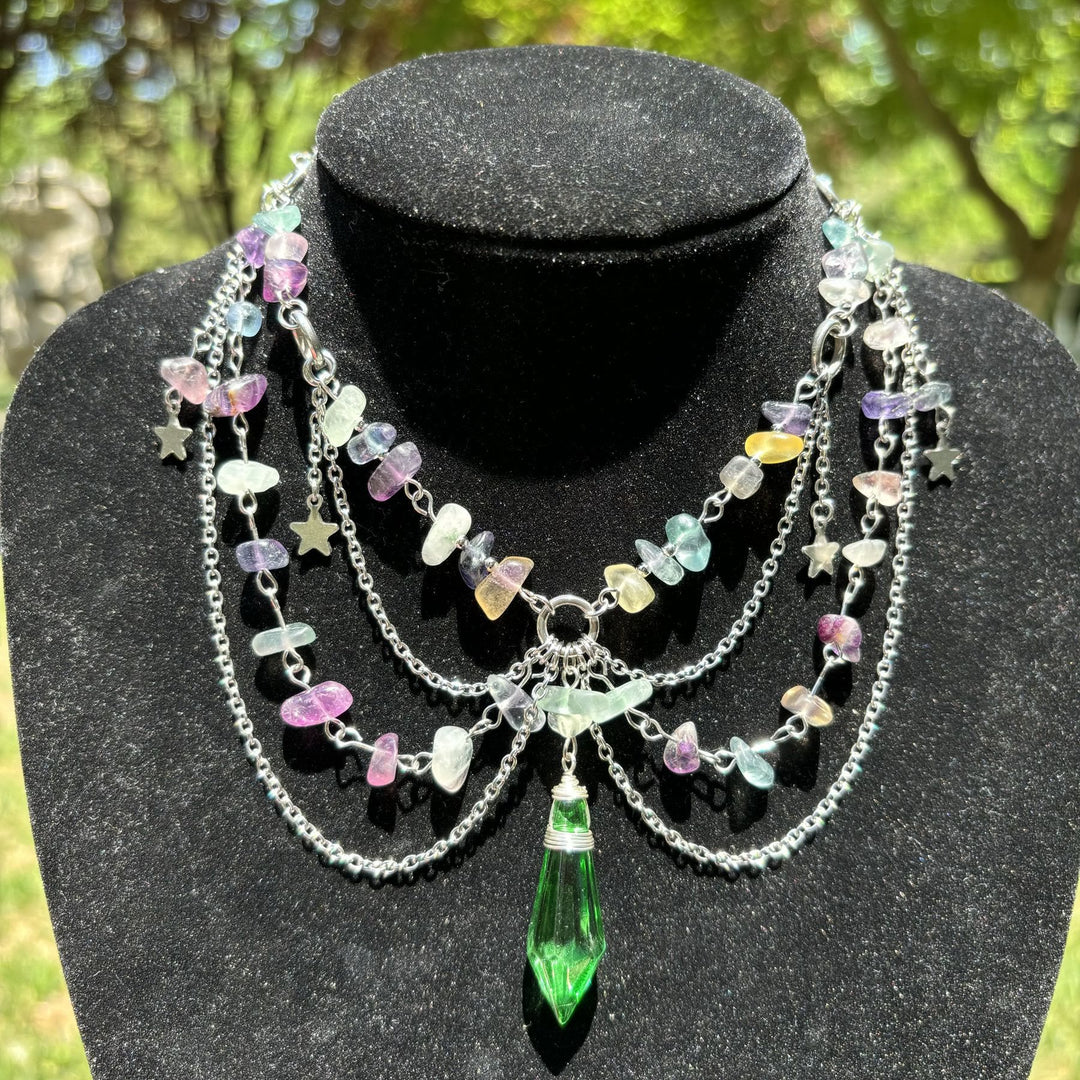 Collier ras du cou en pierre naturelle avec pendentif étoile Olivenorma