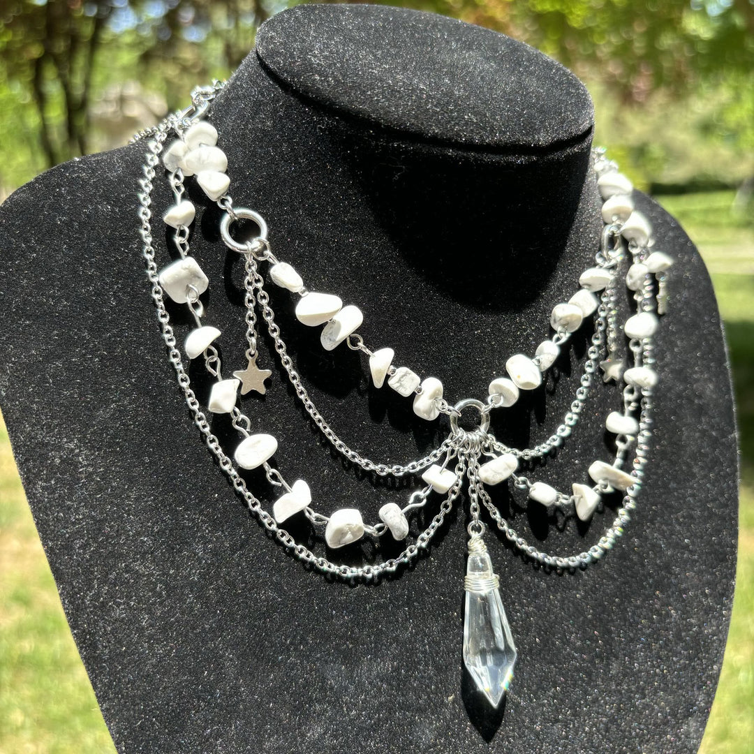 Collier ras du cou en pierre naturelle avec pendentif étoile Olivenorma