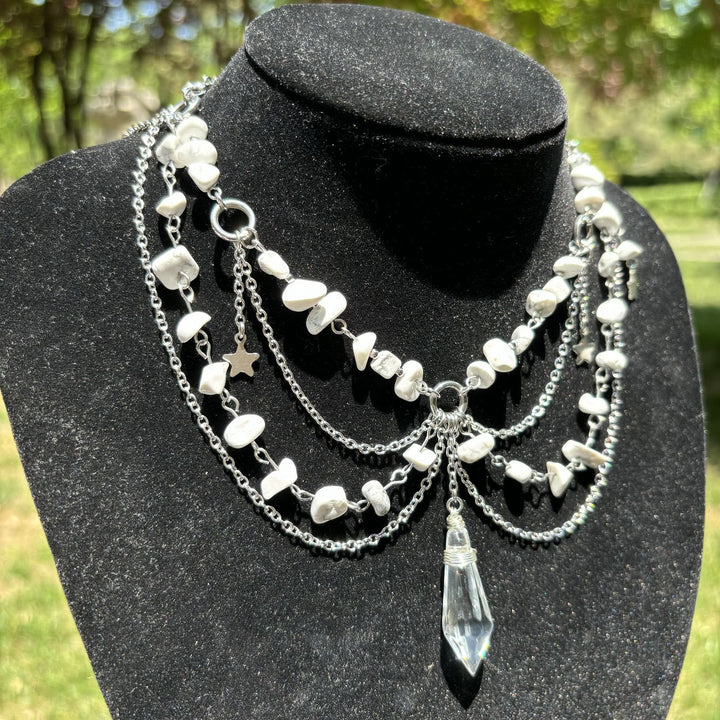 Collier ras du cou en pierre naturelle avec pendentif étoile Olivenorma