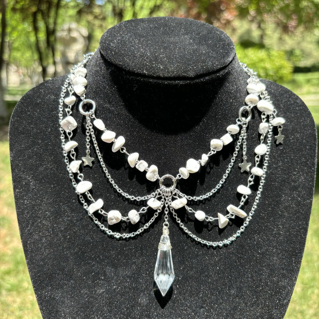 Collier ras du cou en pierre naturelle avec pendentif étoile Olivenorma