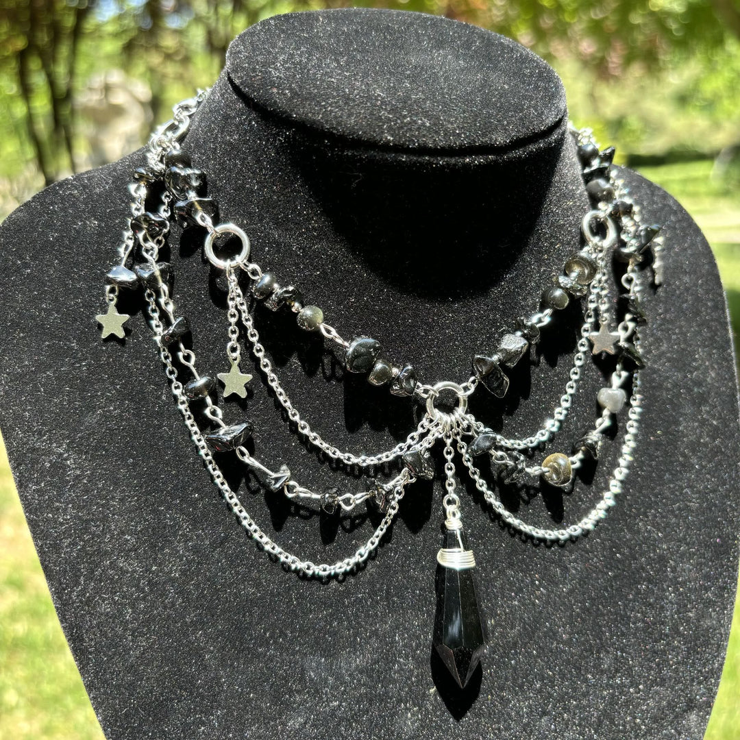 Collier ras du cou en pierre naturelle avec pendentif étoile Olivenorma