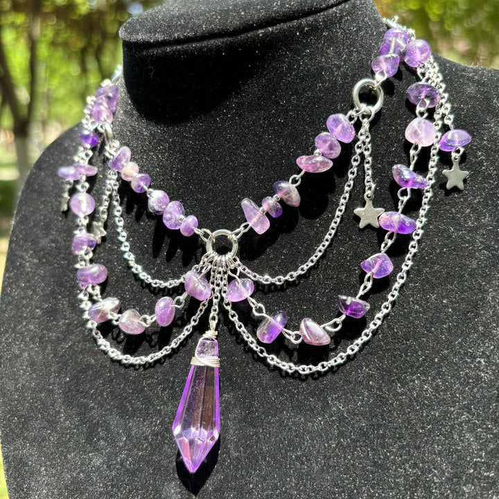 Collier ras du cou en pierre naturelle avec pendentif étoile Olivenorma