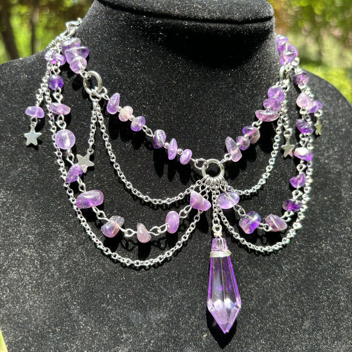 Collier ras du cou en pierre naturelle avec pendentif étoile Olivenorma