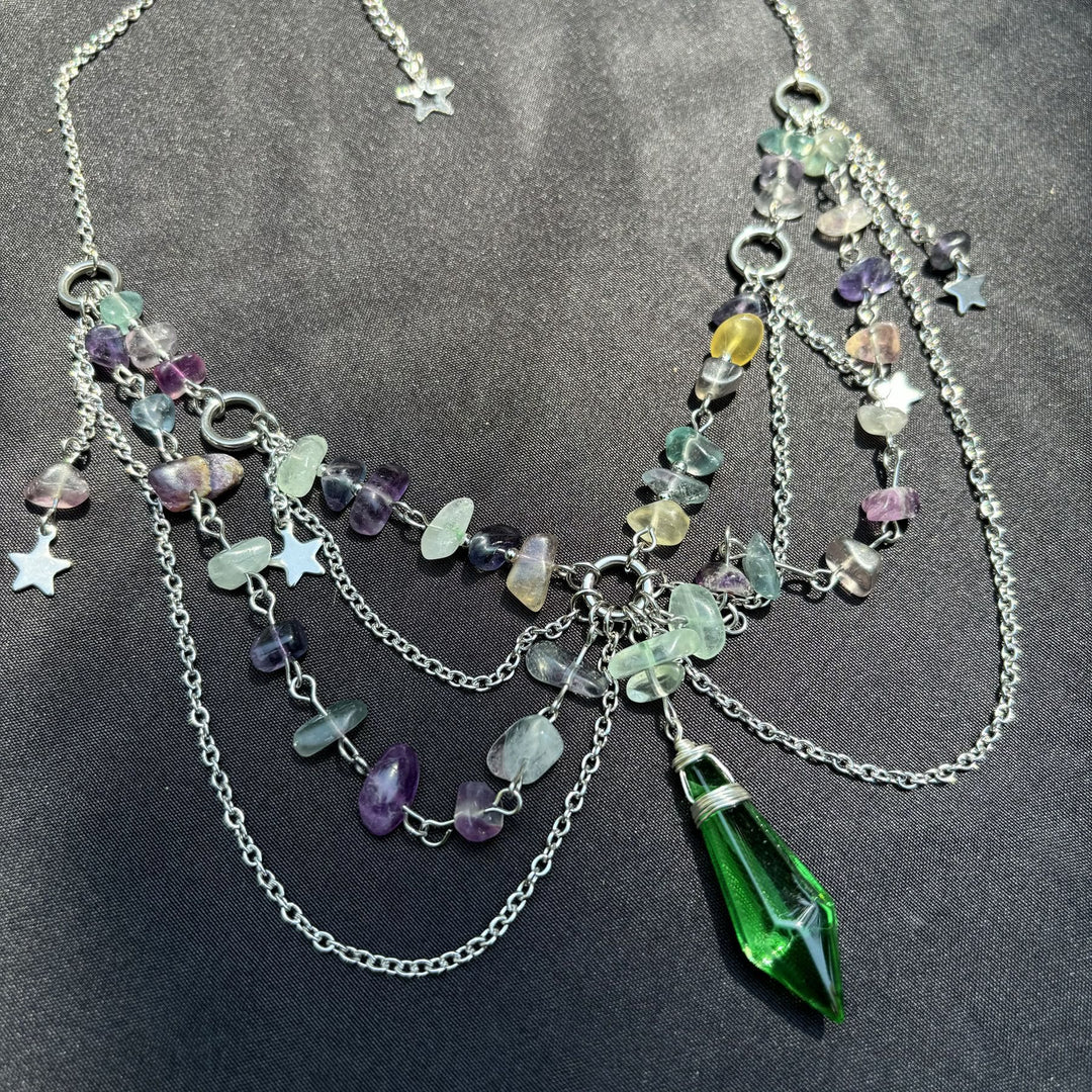 Collier ras du cou en pierre naturelle avec pendentif étoile Olivenorma