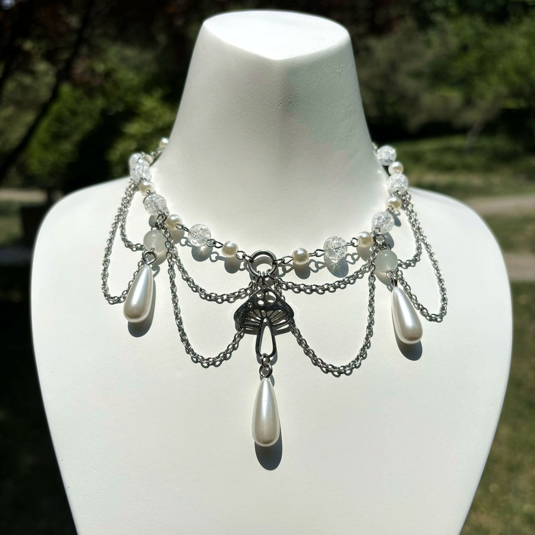 Collier ras du cou superposé avec pendentif en perles d'eau douce Olivenorma