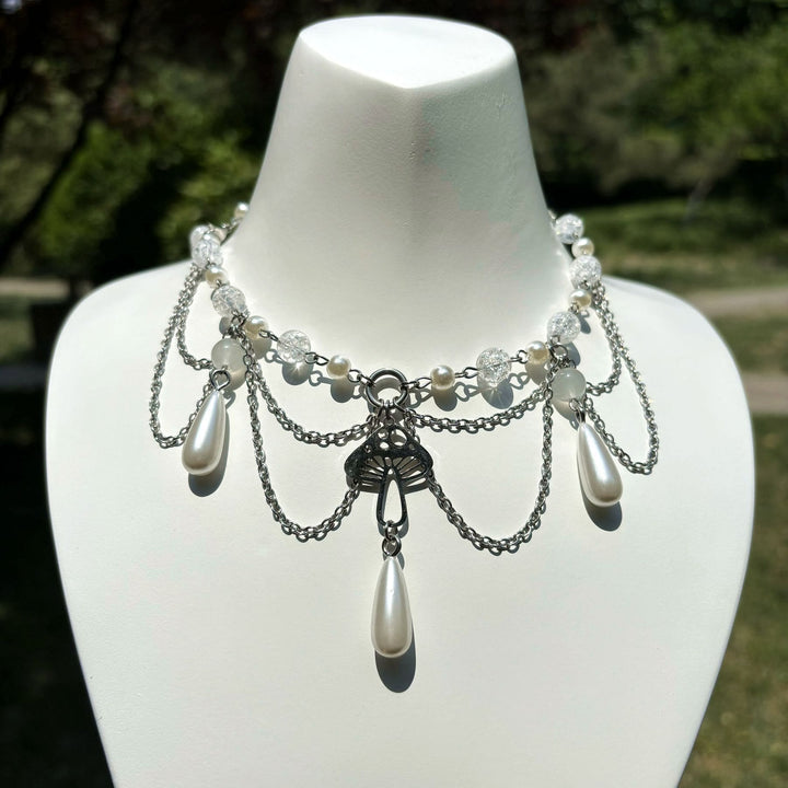 Collier ras du cou superposé avec pendentif en perles d'eau douce Olivenorma