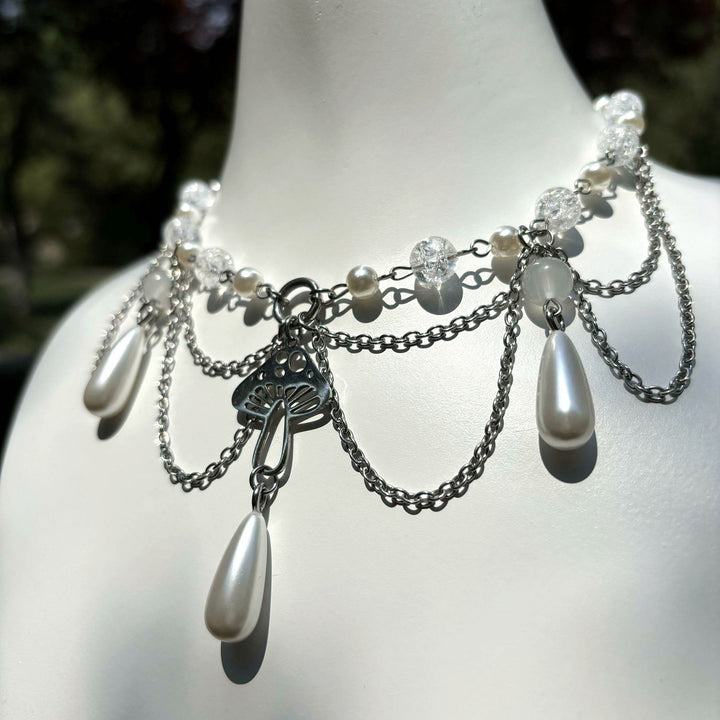 Collier ras du cou superposé avec pendentif en perles d'eau douce Olivenorma