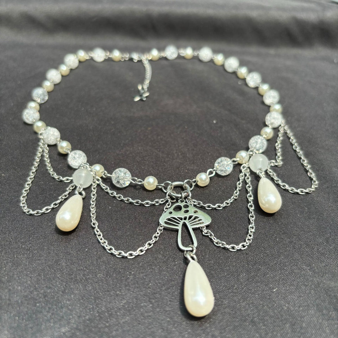 Collier ras du cou superposé avec pendentif en perles d'eau douce Olivenorma