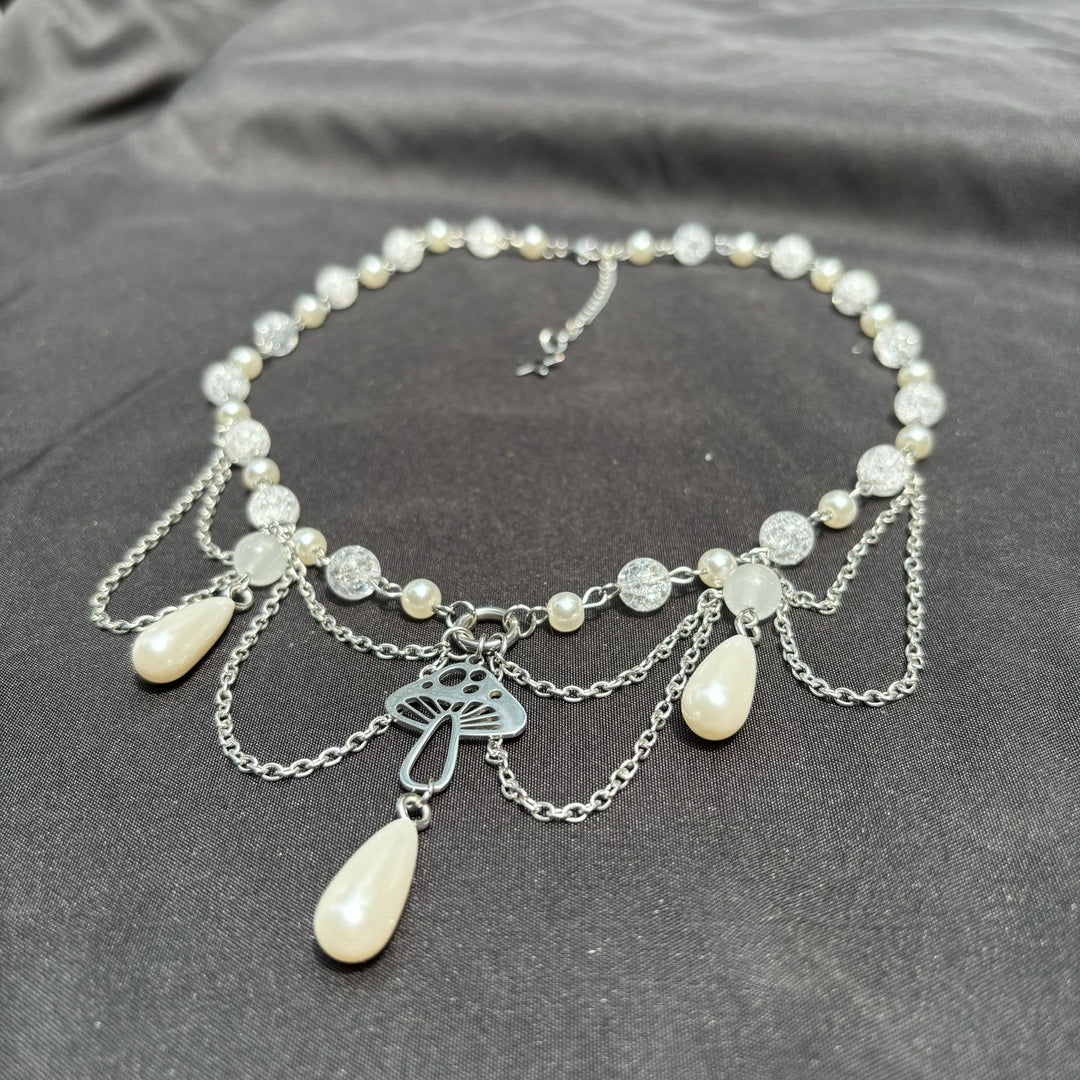 Collier ras du cou superposé avec pendentif en perles d'eau douce Olivenorma