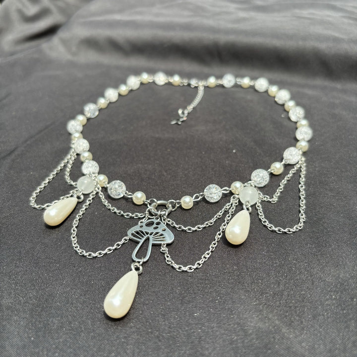 Collier ras du cou superposé avec pendentif en perles d'eau douce Olivenorma