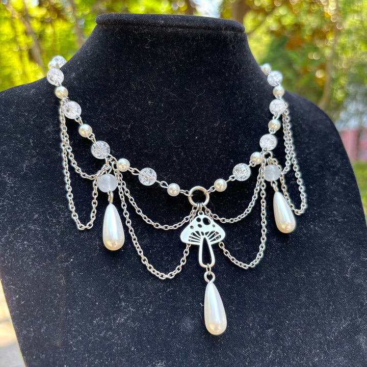 Collier ras du cou superposé avec pendentif en perles d'eau douce Olivenorma