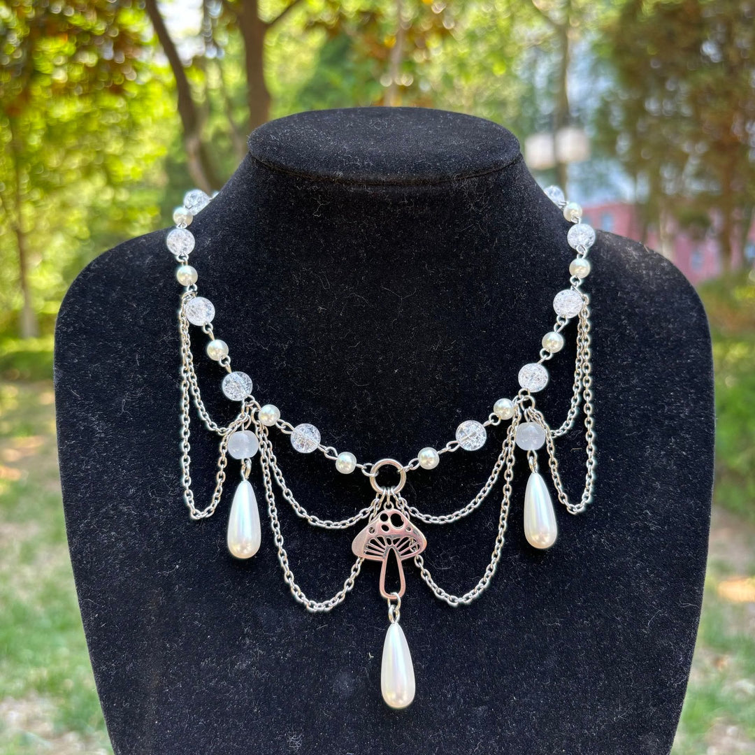 Collier ras du cou superposé avec pendentif en perles d'eau douce Olivenorma