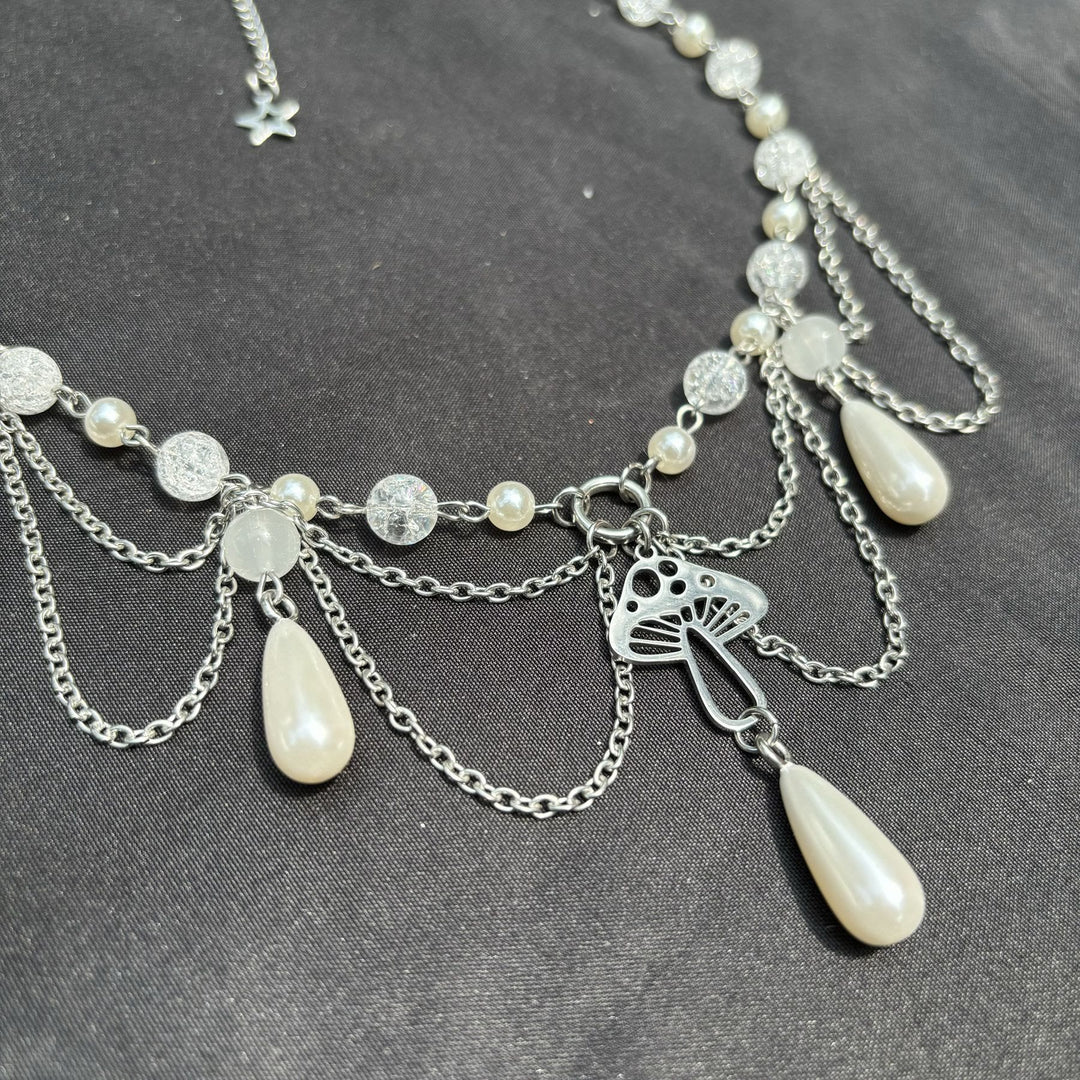 Collier ras du cou superposé avec pendentif en perles d'eau douce Olivenorma