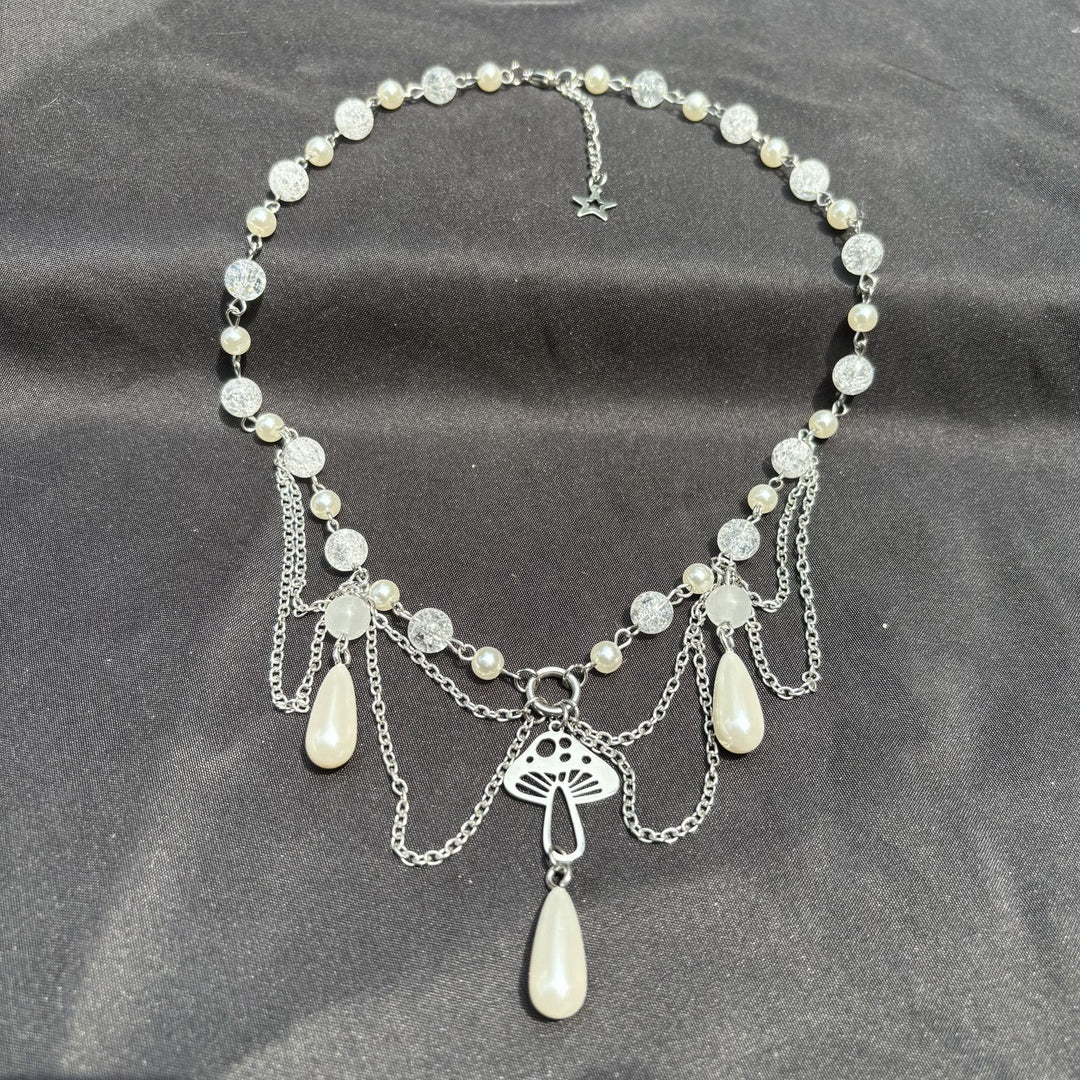Collier ras du cou superposé avec pendentif en perles d'eau douce Olivenorma