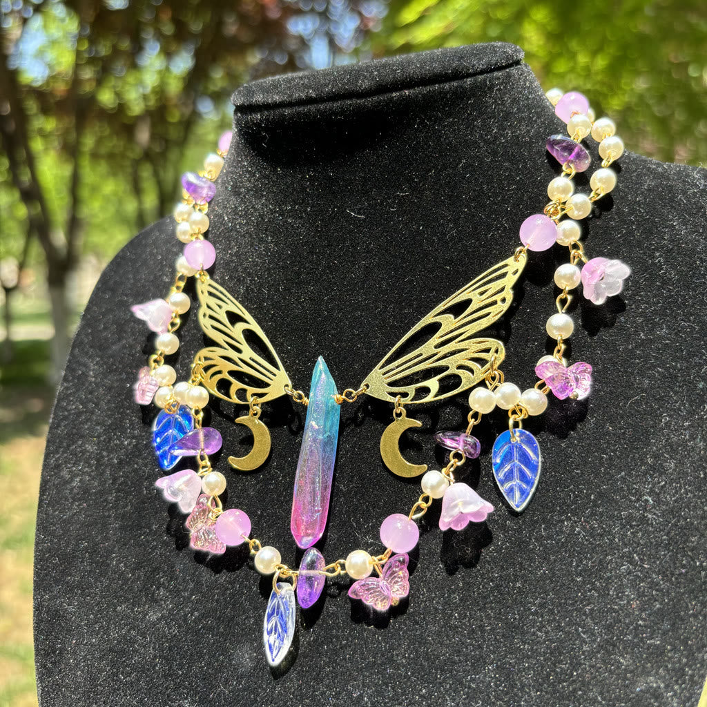 Collier ras du cou superposé en perles d'eau douce et améthyste Olivenorma