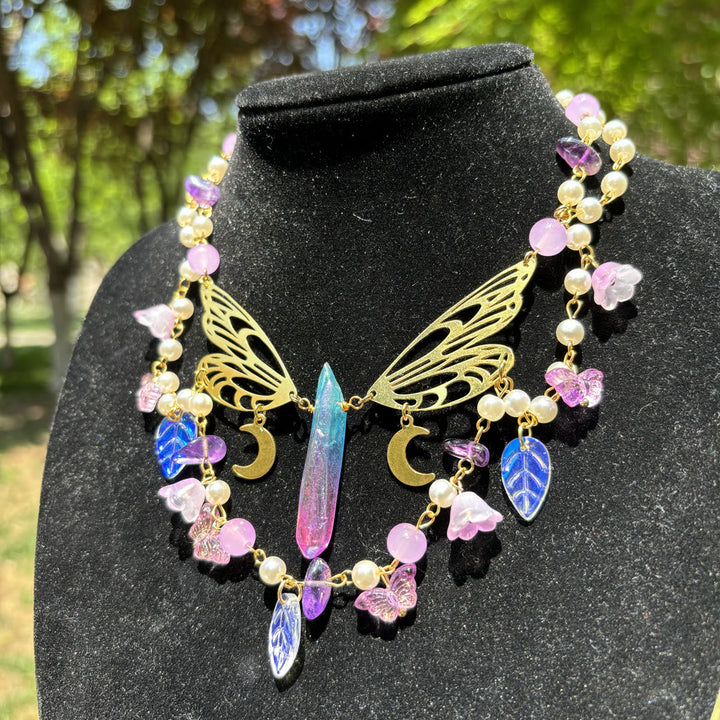 Collier ras du cou superposé en perles d'eau douce et améthyste Olivenorma