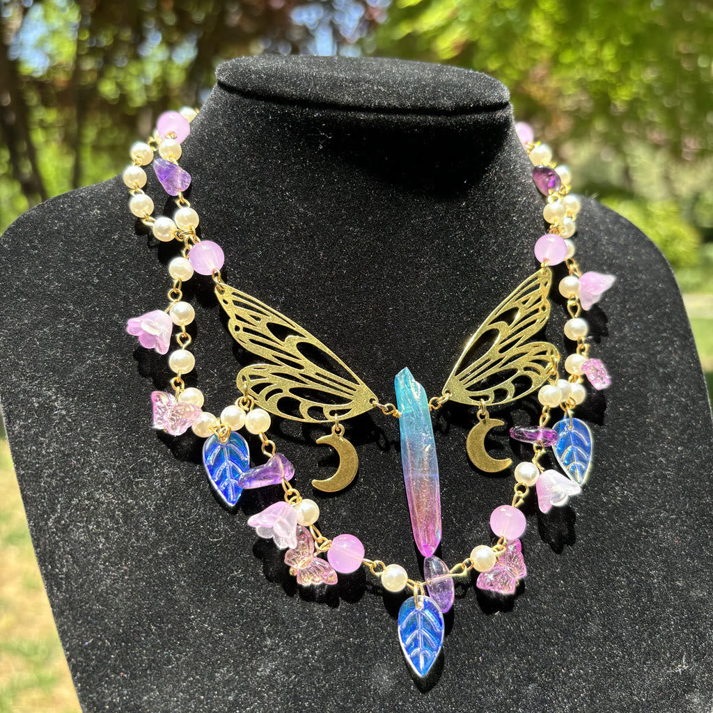 Collier ras du cou superposé en perles d'eau douce et améthyste Olivenorma