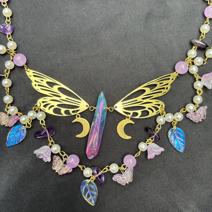 Collier ras du cou superposé en perles d'eau douce et améthyste Olivenorma