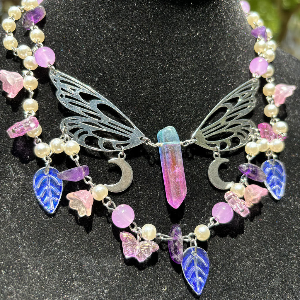 Collier ras du cou superposé en perles d'eau douce et améthyste Olivenorma