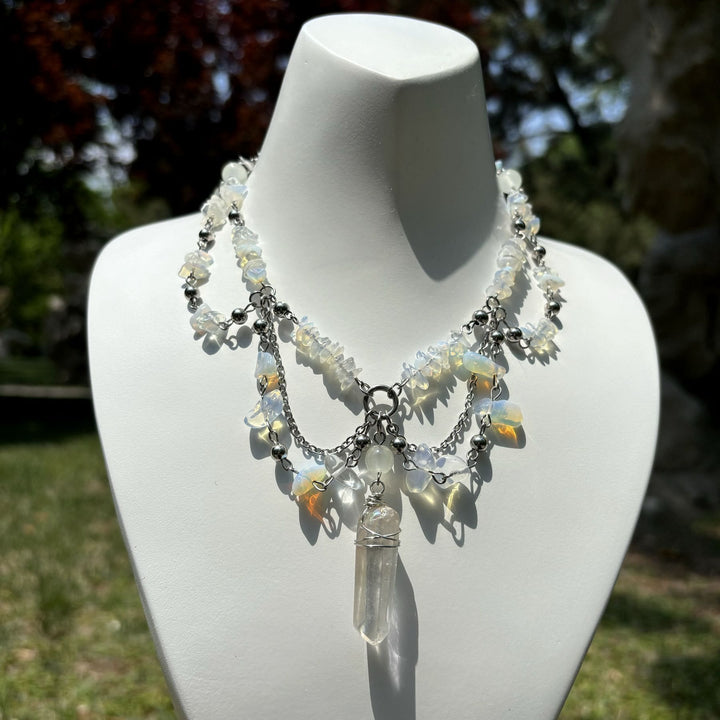 Collier ras du cou superposé en opalite naturelle Olivenorma
