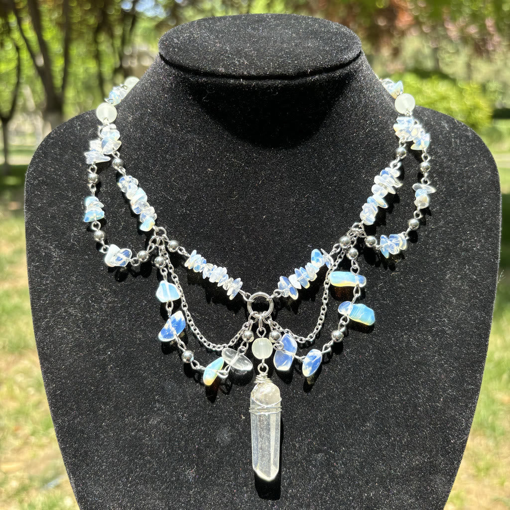 Collier ras du cou superposé en opalite naturelle Olivenorma