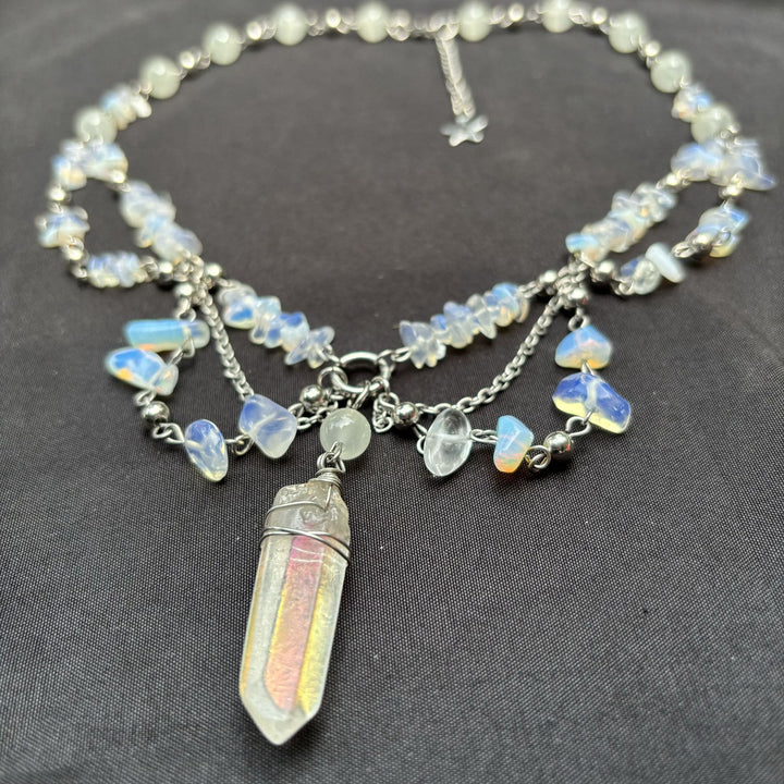 Collier ras du cou superposé en opalite naturelle Olivenorma