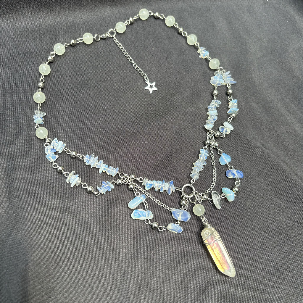 Collier ras du cou superposé en opalite naturelle Olivenorma
