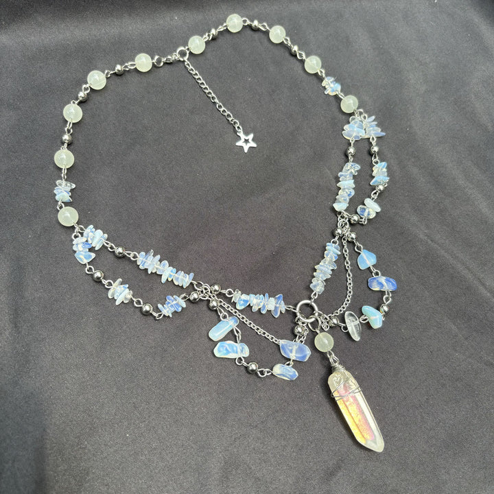 Collier ras du cou superposé en opalite naturelle Olivenorma