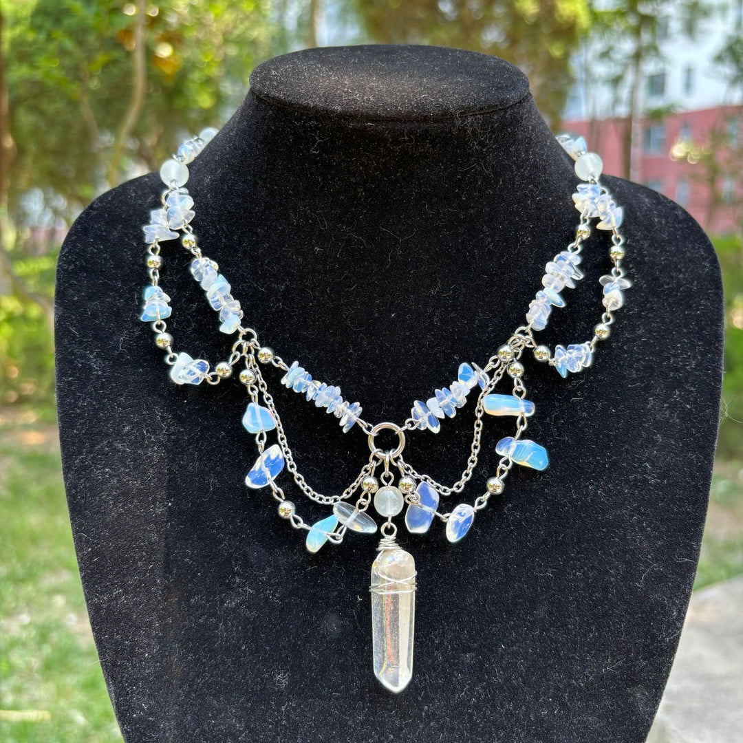 Collier ras du cou superposé en opalite naturelle Olivenorma