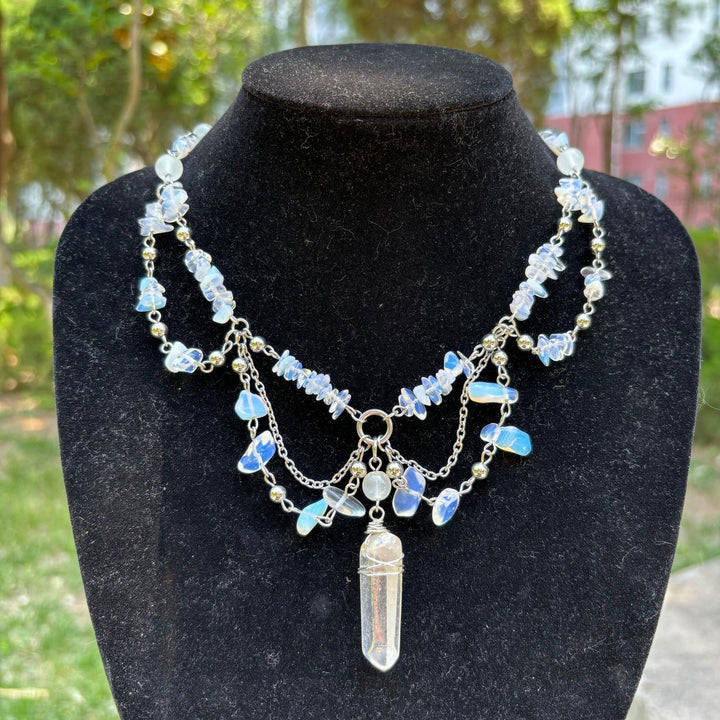 Collier ras du cou superposé en opalite naturelle Olivenorma