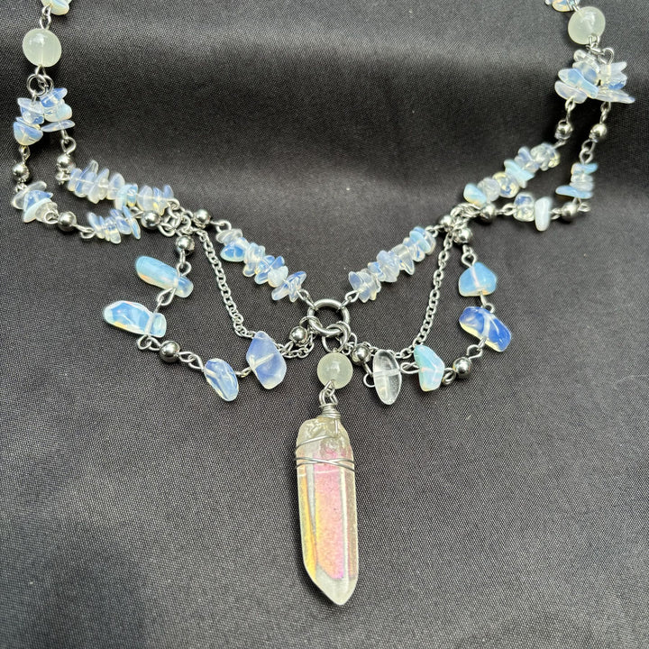 Collier ras du cou superposé en opalite naturelle Olivenorma