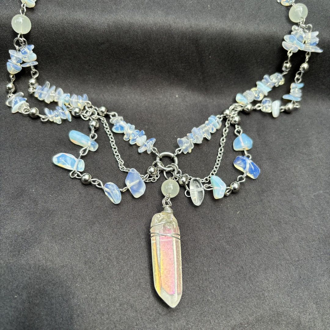 Collier ras du cou superposé en opalite naturelle Olivenorma