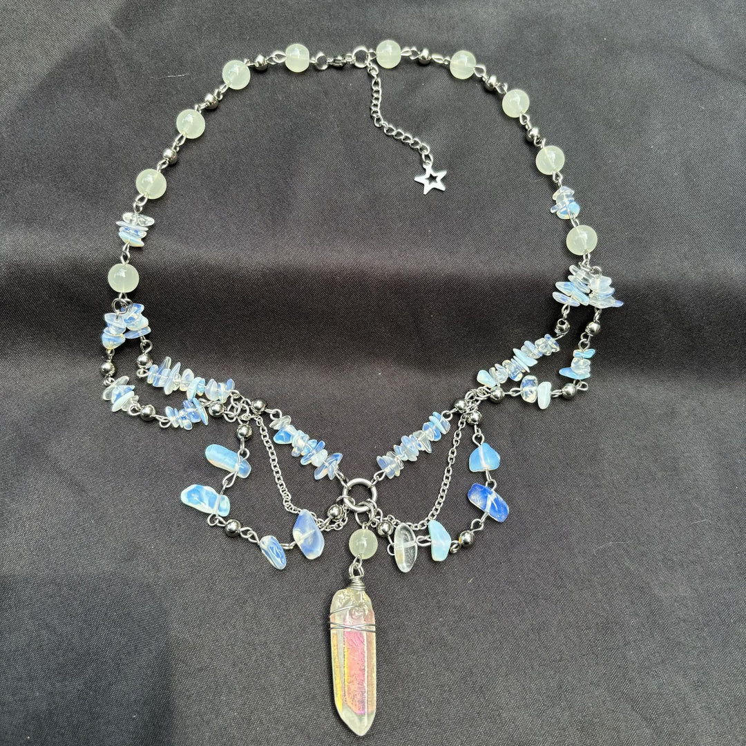 Collier ras du cou superposé en opalite naturelle Olivenorma