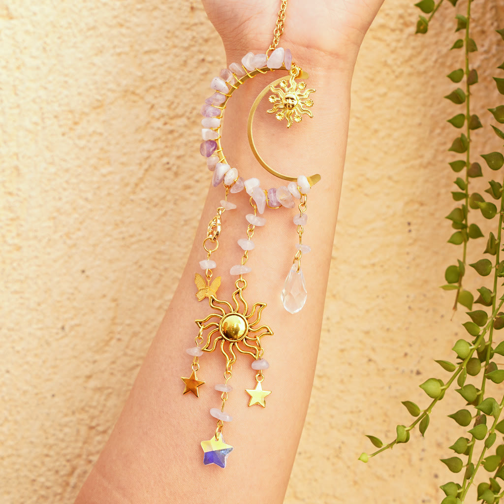 Carillon éolien attrape-soleil en gravier de cristal naturel Olivenorma