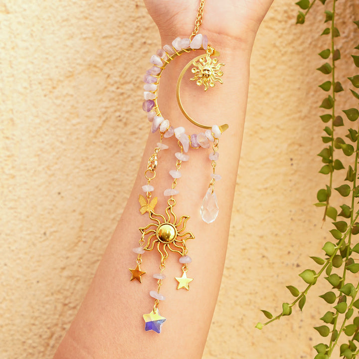 Carillon éolien attrape-soleil en gravier de cristal naturel Olivenorma