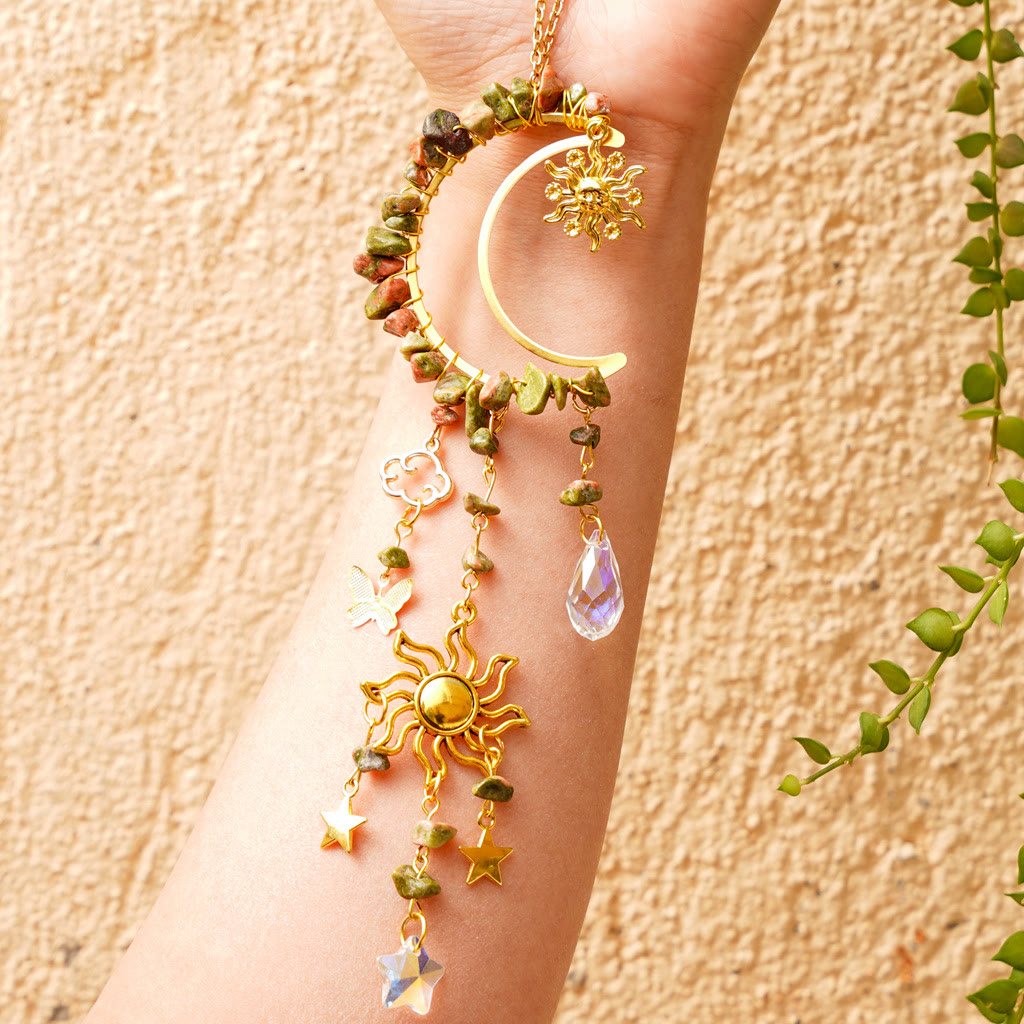 Carillon éolien attrape-soleil en gravier de cristal naturel Olivenorma