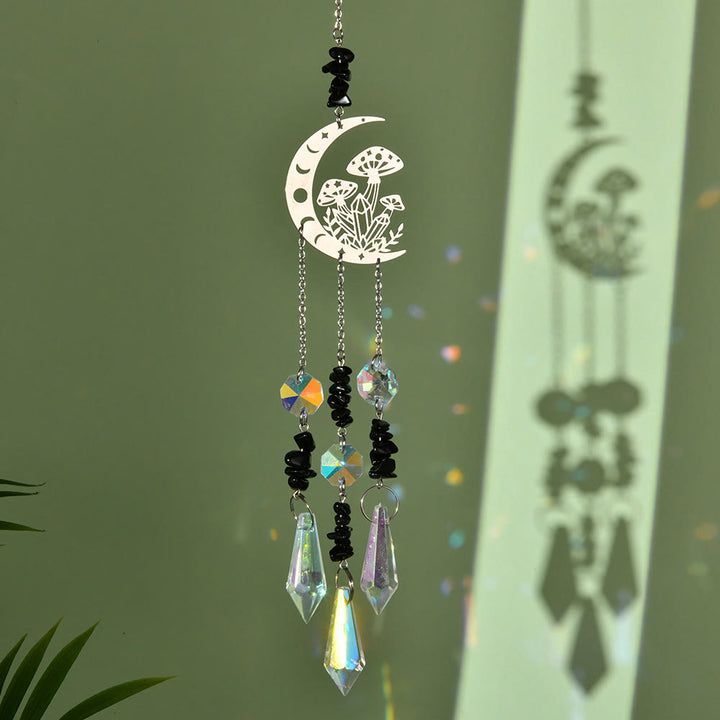 Carillon éolien attrape-soleil en cristal naturel Olivenorma , motif champignon lunaire