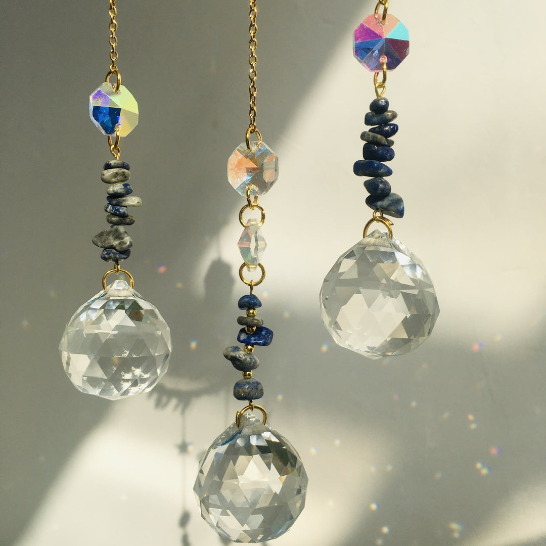 Carillon à vent Olivenorma en cristal naturel, vigne, lune et papillon