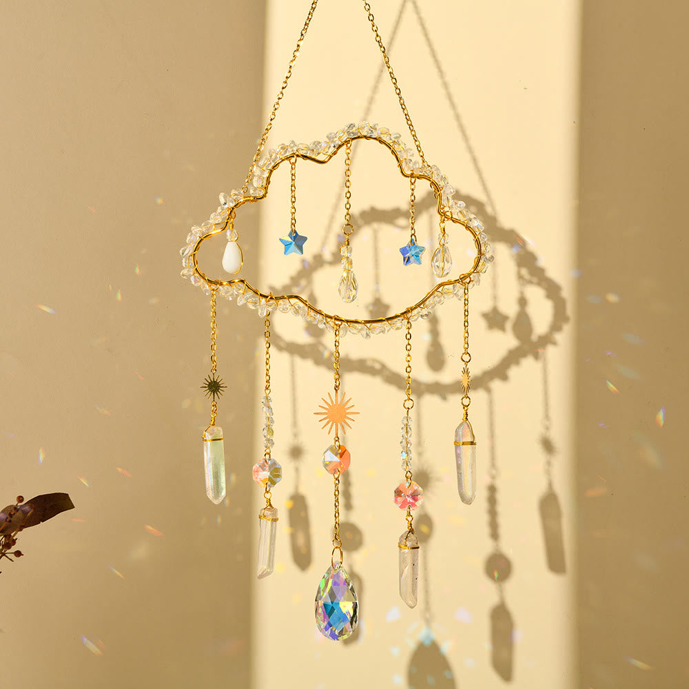 Carillon éolien en améthyste et quartz rose avec nuage de gravier Olivenorma