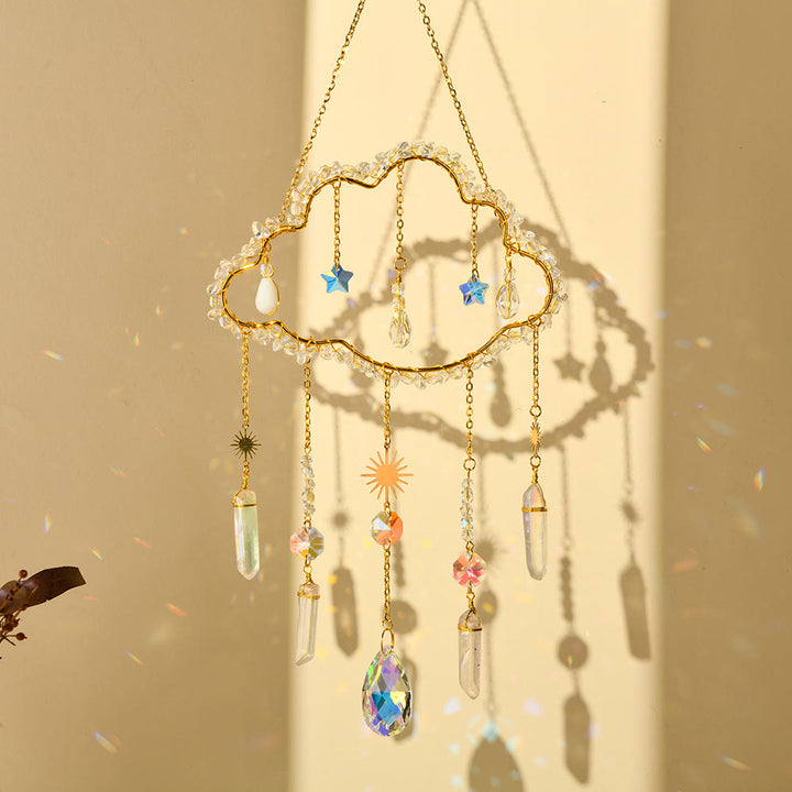 Carillon éolien en améthyste et quartz rose avec nuage de gravier Olivenorma