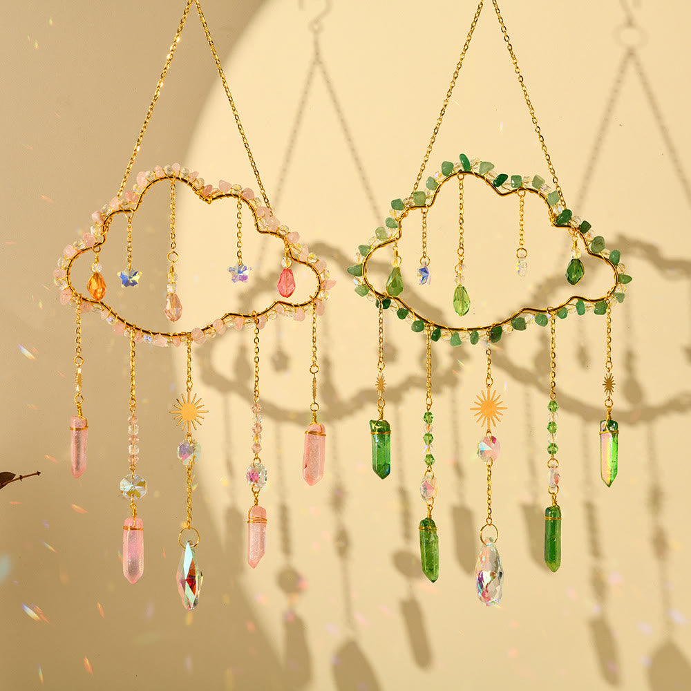 Carillon éolien en améthyste et quartz rose avec nuage de gravier Olivenorma